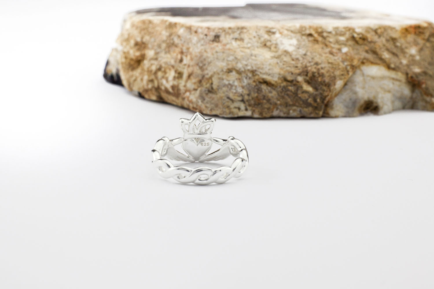 Romantic Sterling Silver Claddagh Ring For Women. Picture Of The Reverse Side.