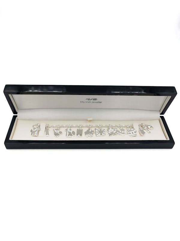 Attractive Sterling Silver History Of Ireland Bracelet For Women With a Polished Finish. In Luxury Packaging.