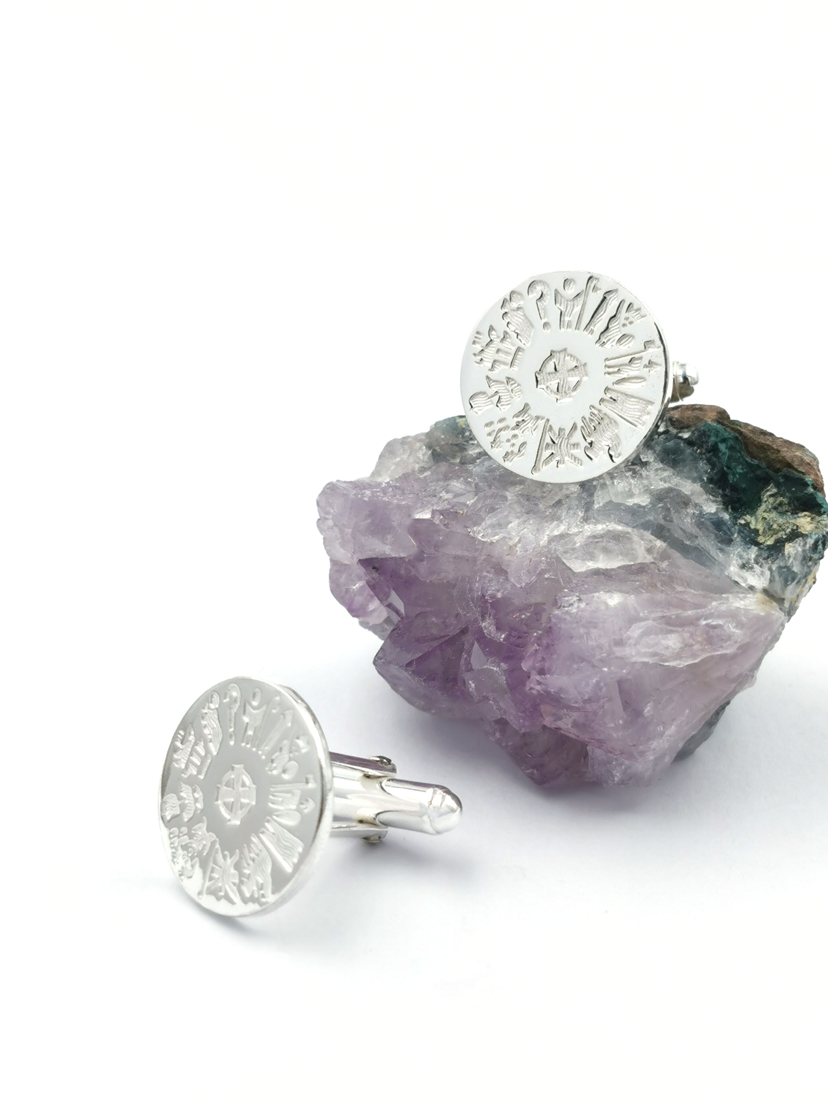 Mens Polished Sterling Silver History Of Ireland Cufflinks