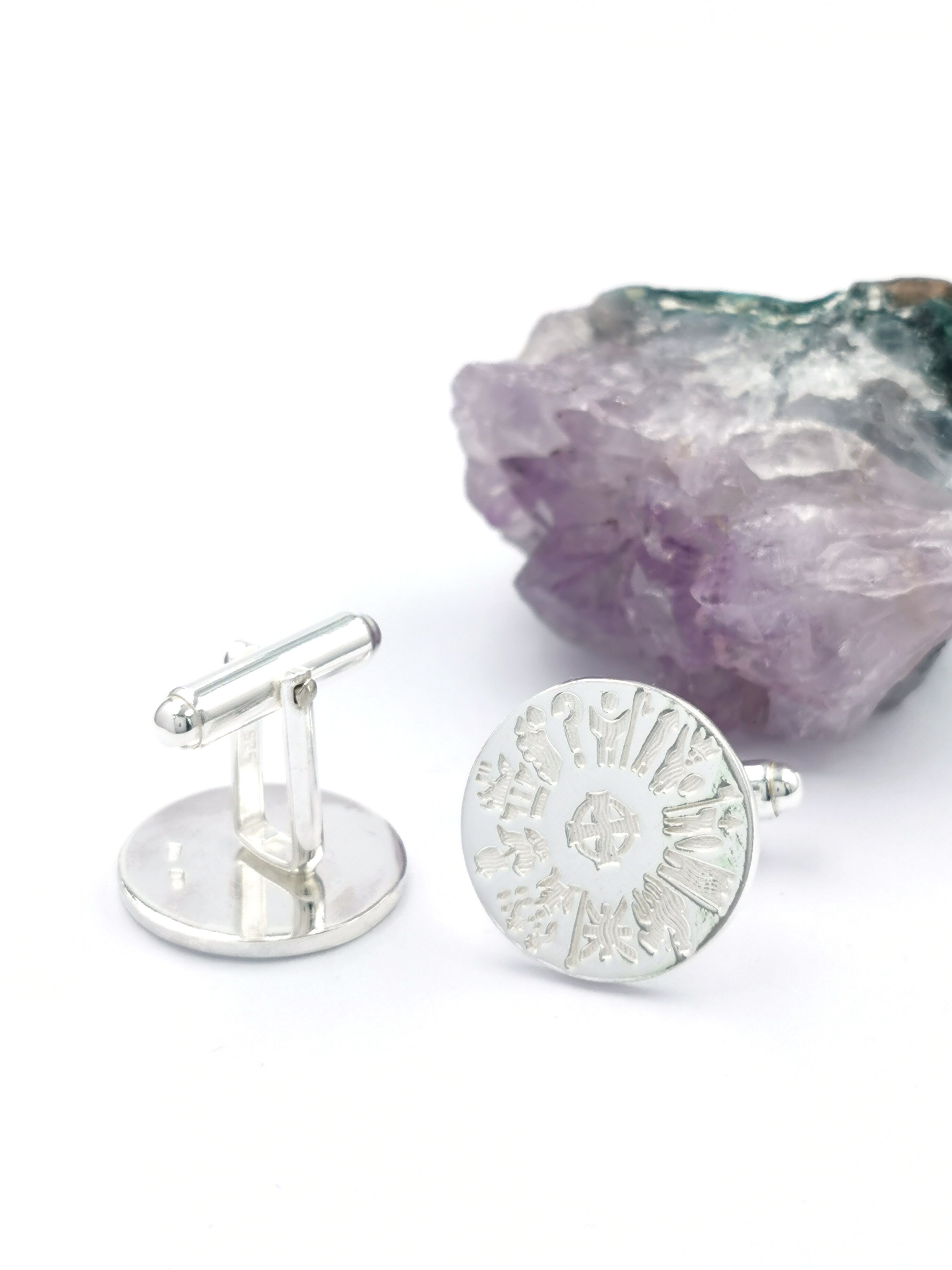 Genuine Sterling Silver History Of Ireland Cufflinks For Men With a Polished Finish