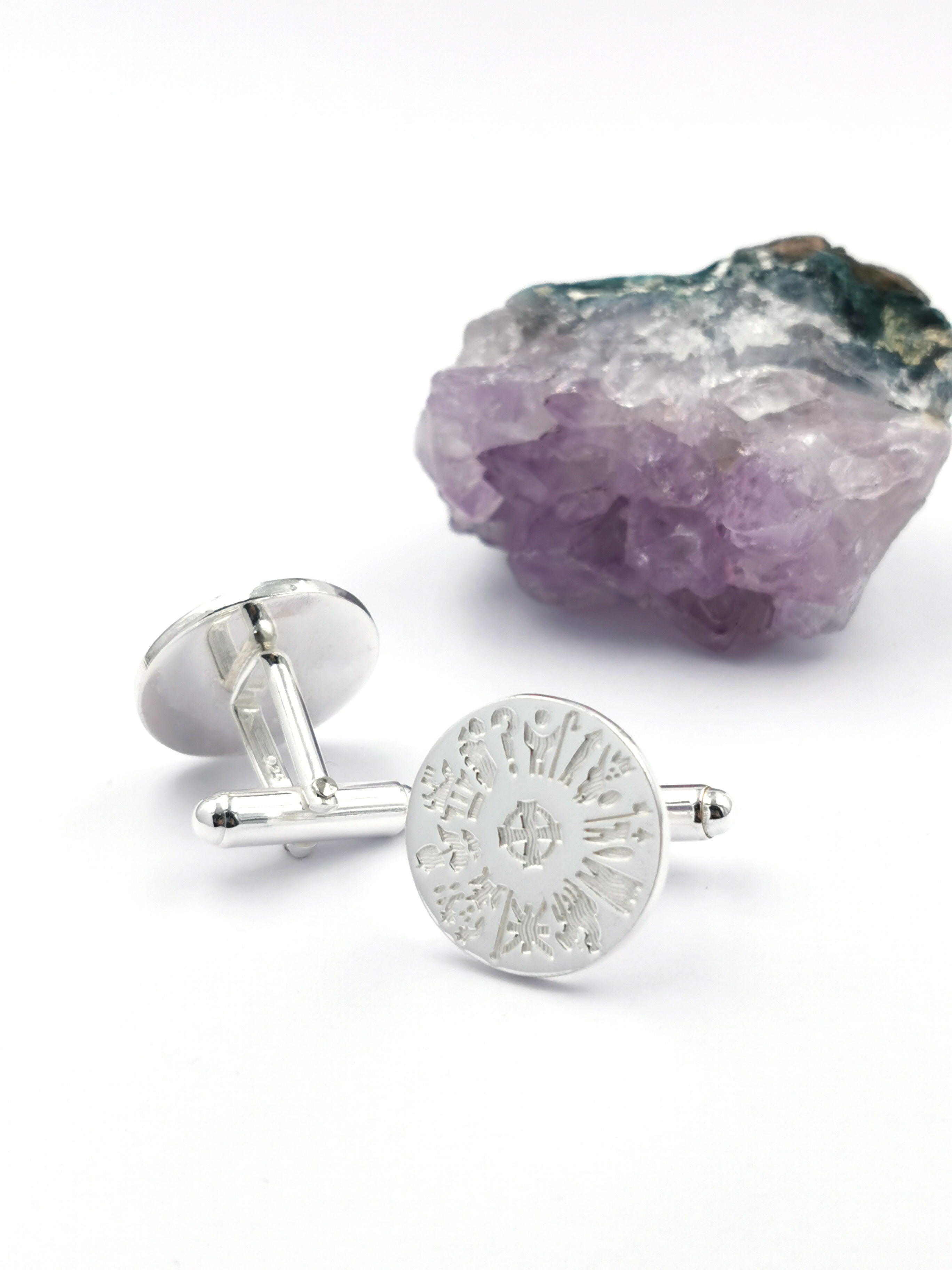 Real Sterling Silver History Of Ireland Cufflinks For Men With a Polished Finish