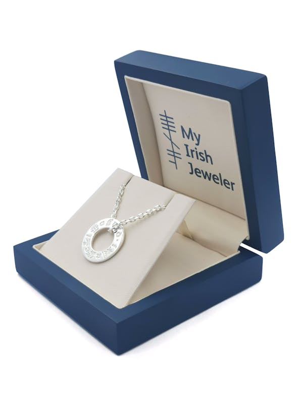Womens Polished History Of Ireland Necklace in Real Sterling Silver. In Luxury Packaging.