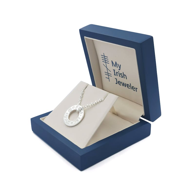 Womens Polished History Of Ireland Necklace in Real Sterling Silver. In Luxury Packaging.