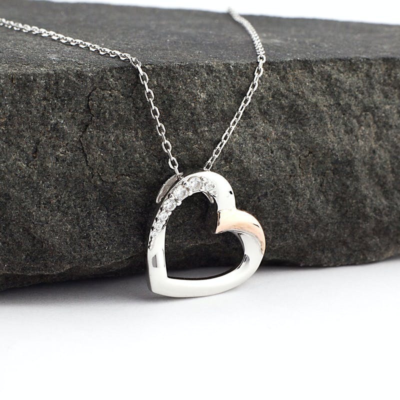 Womens Real Sterling Silver & Rose Gold Irish Gold Necklace