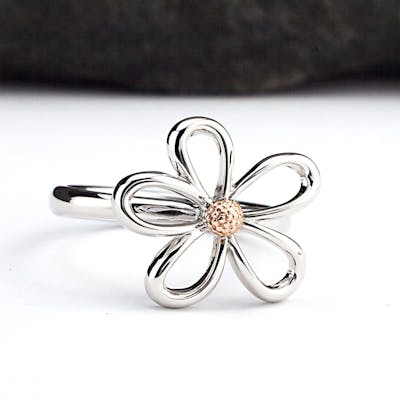 Sterling Silver And Irish Rose Gold Celtic Daisy Ring