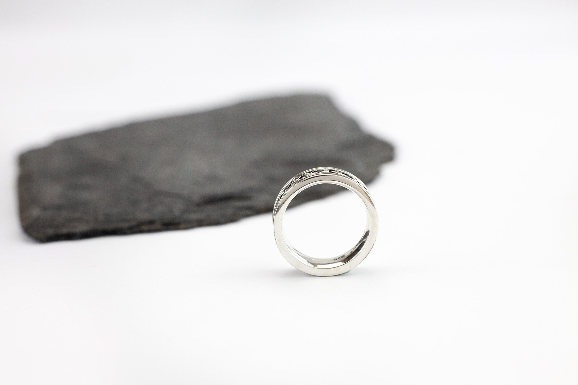 Mens Oxidized Celtic Knot Wedding Ring in Real Sterling Silver