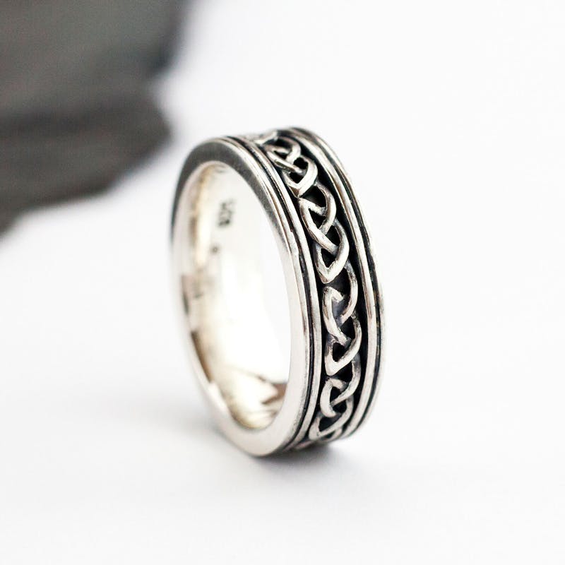 Sterling Silver Heavy Oxidized Celtic Ring, From Ireland