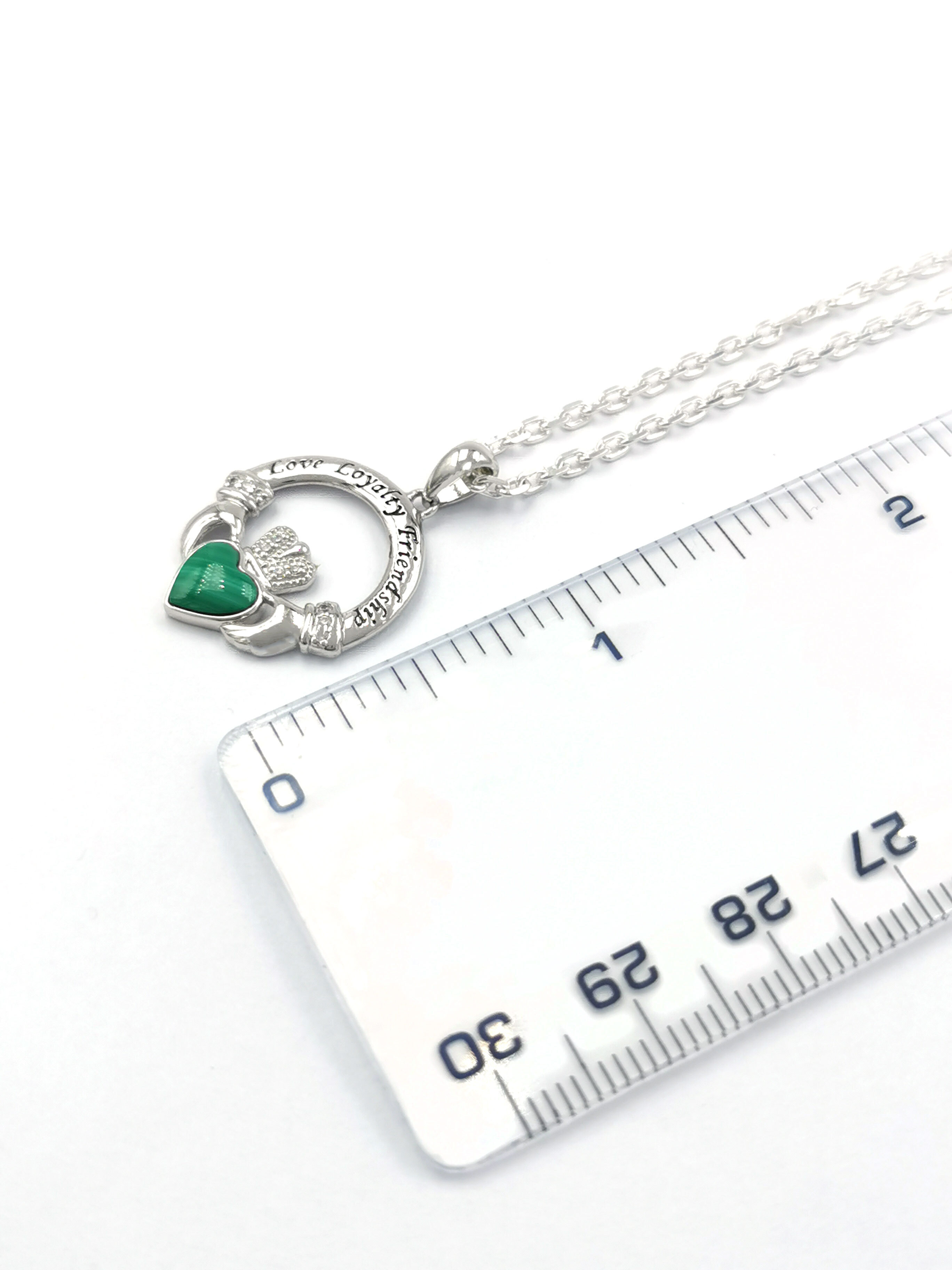 Womens Claddagh Necklace in Real Sterling Silver. Picture For Scale.