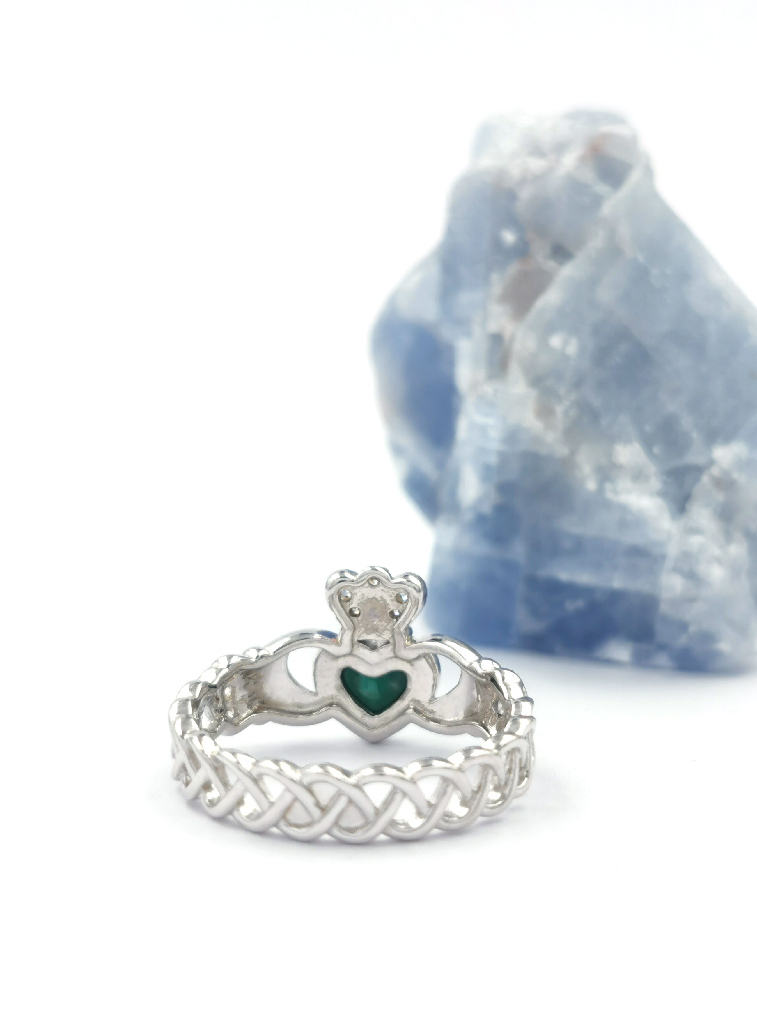 Womens Claddagh Ring in Sterling Silver. Picture Of The Reverse Side.