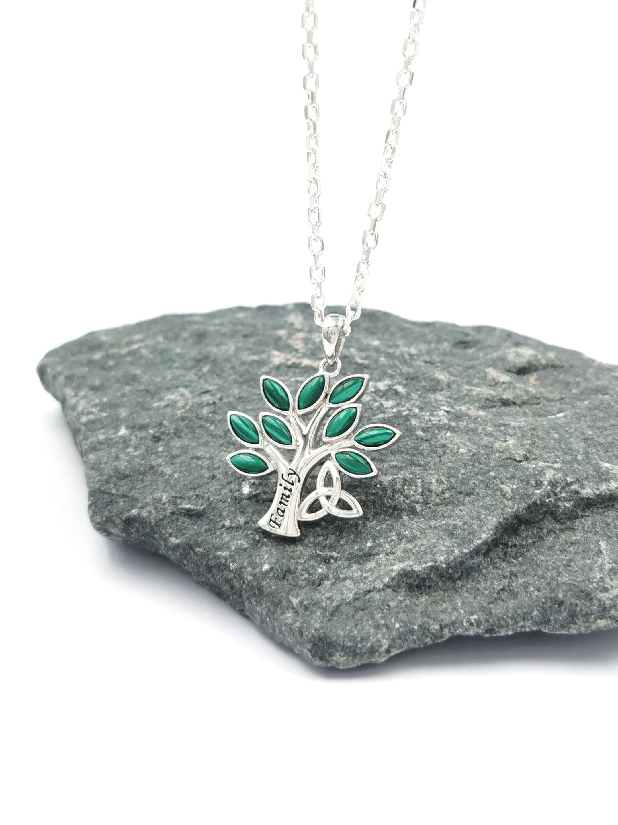 Womens Attractive Sterling Silver Tree of Life & Trinity Knot Necklace