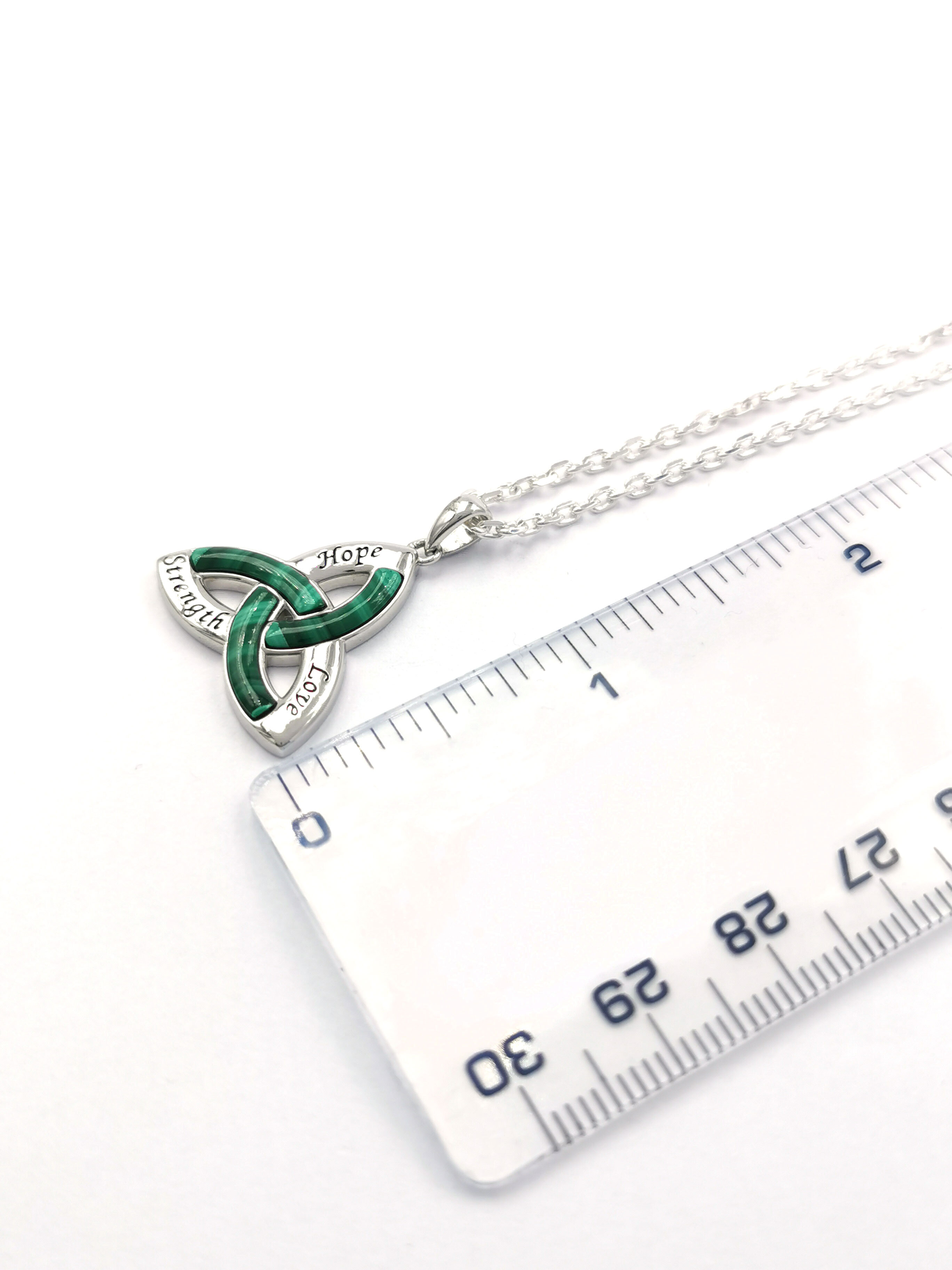 Womens Attractive Sterling Silver Trinity Knot Necklace. Picture For Scale.