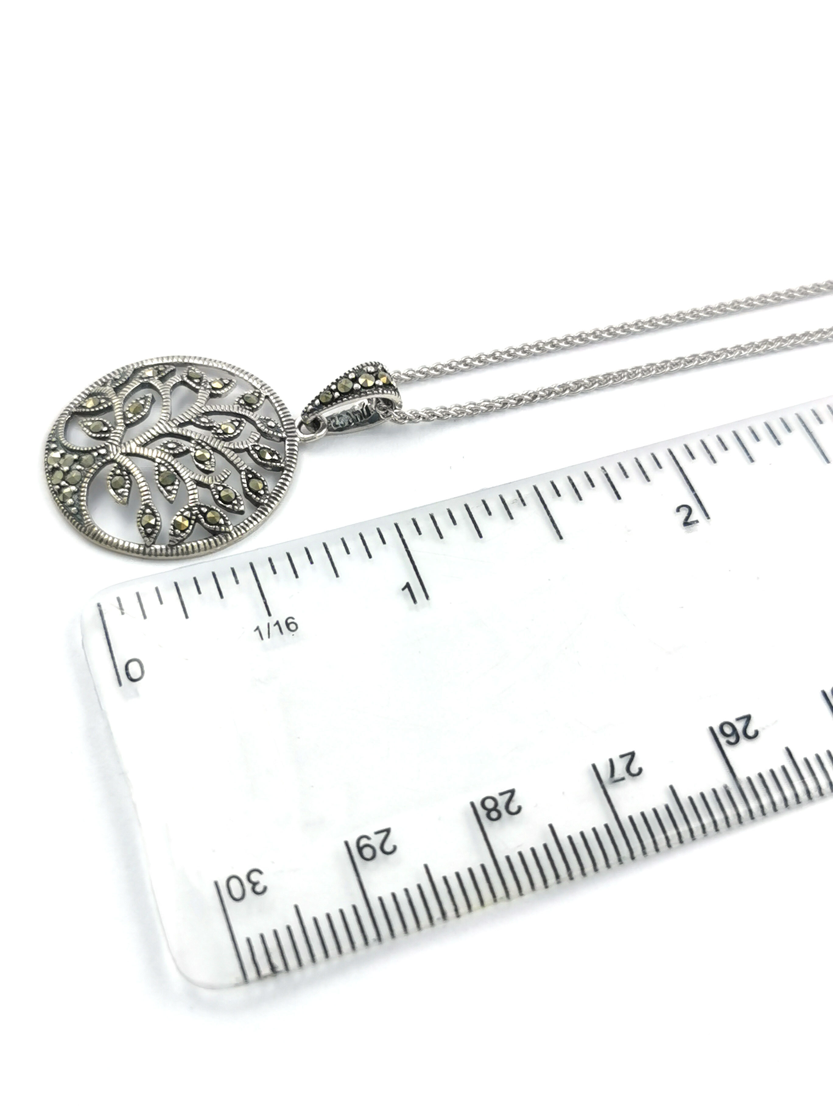 Medium Sized Womens Gorgeous Sterling Silver Tree of Life Necklace. Picture For Scale.