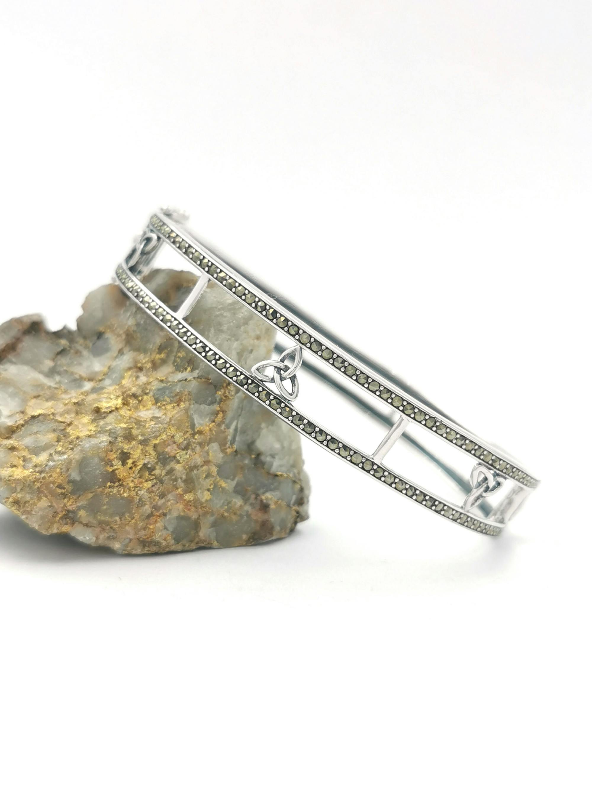 Sterling Silver Marcasite Trinity Knot Bangle,… My Irish Jeweler