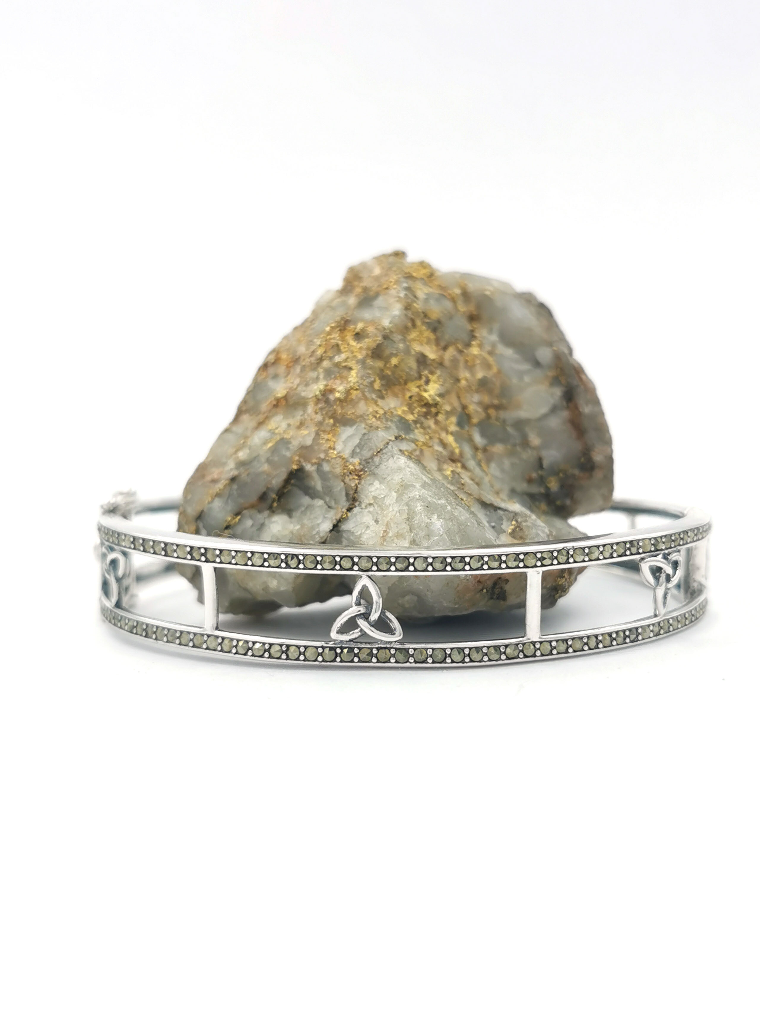 Sterling Silver Marcasite Trinity Knot Bangle,… | My Irish Jeweler