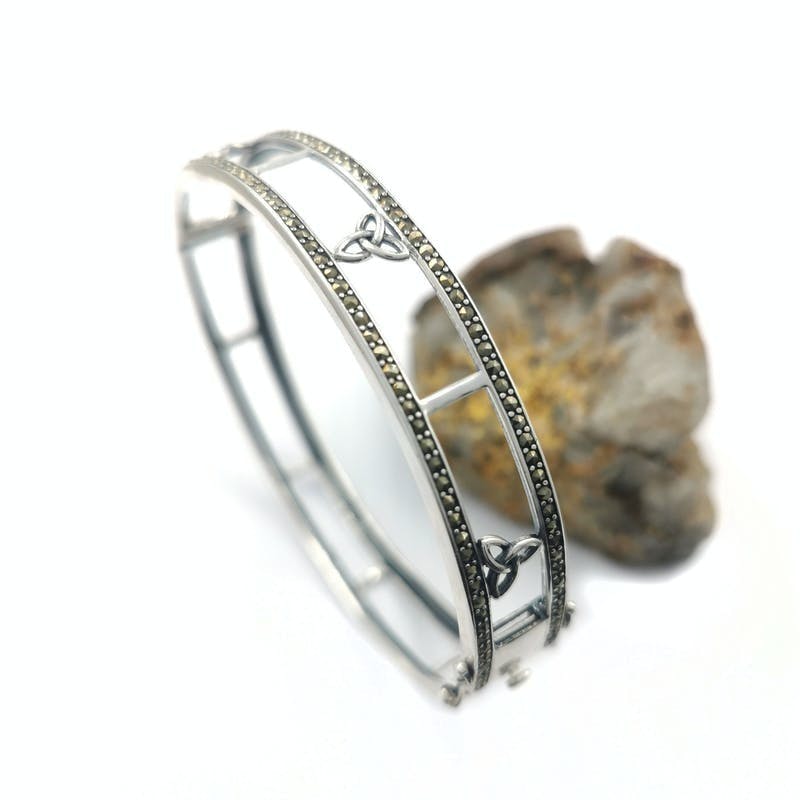 Sterling Silver Marcasite Trinity Knot Bangle,… | My Irish Jeweler