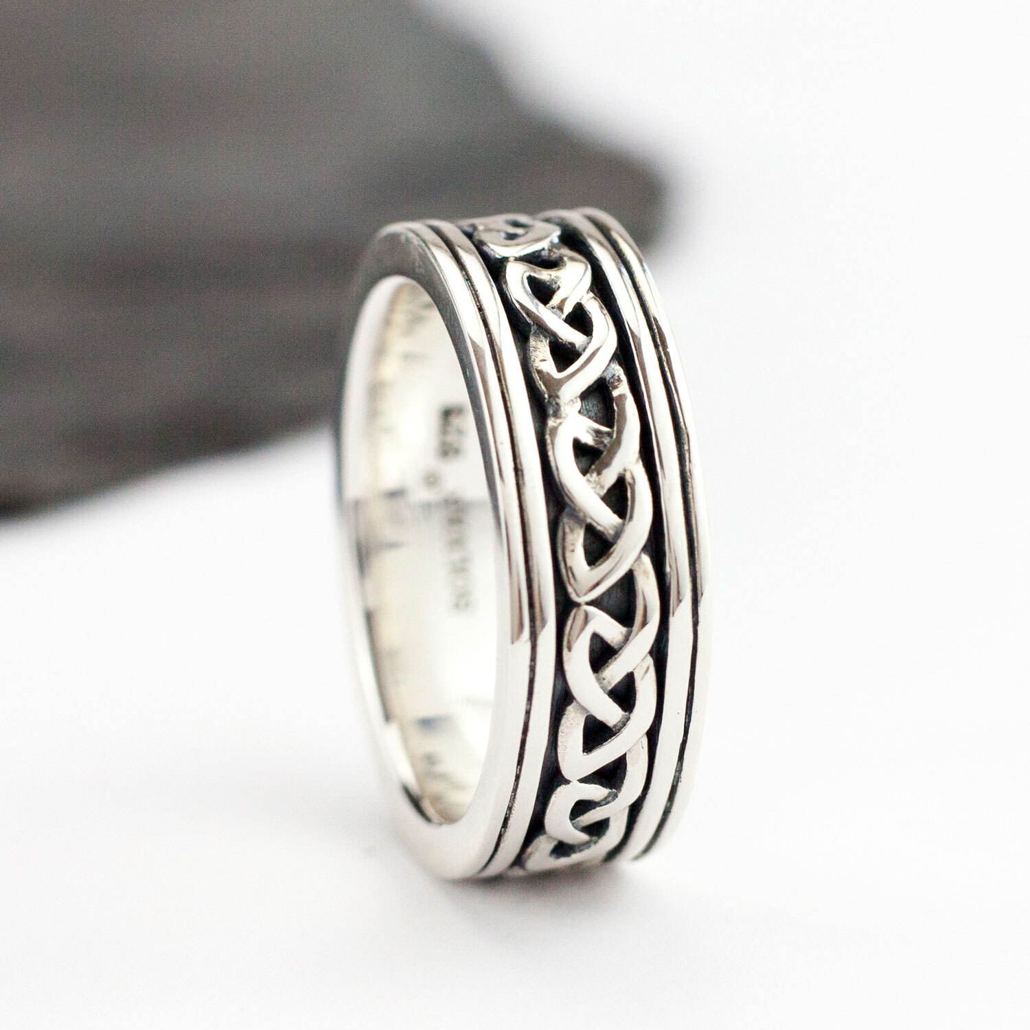 Gorgeous Sterling Silver Celtic Knot Wedding Ring For Men With a Oxidized Finish