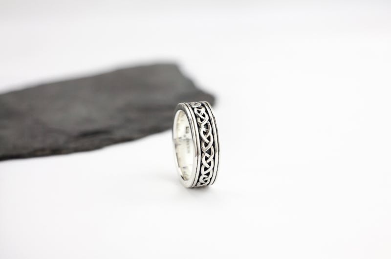 Real Sterling Silver Celtic Knot Wedding Ring With a Oxidized Finish For Men