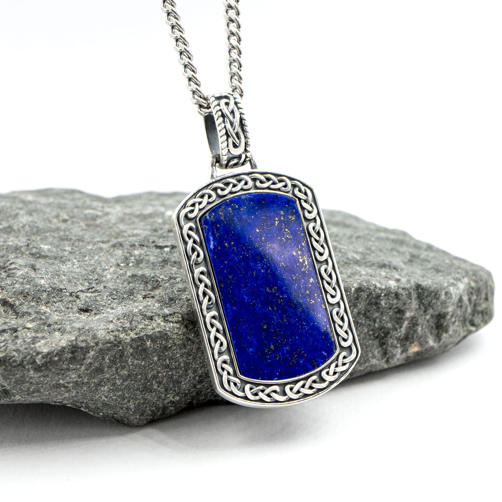 Lapis Celtic Knot Dog Tag