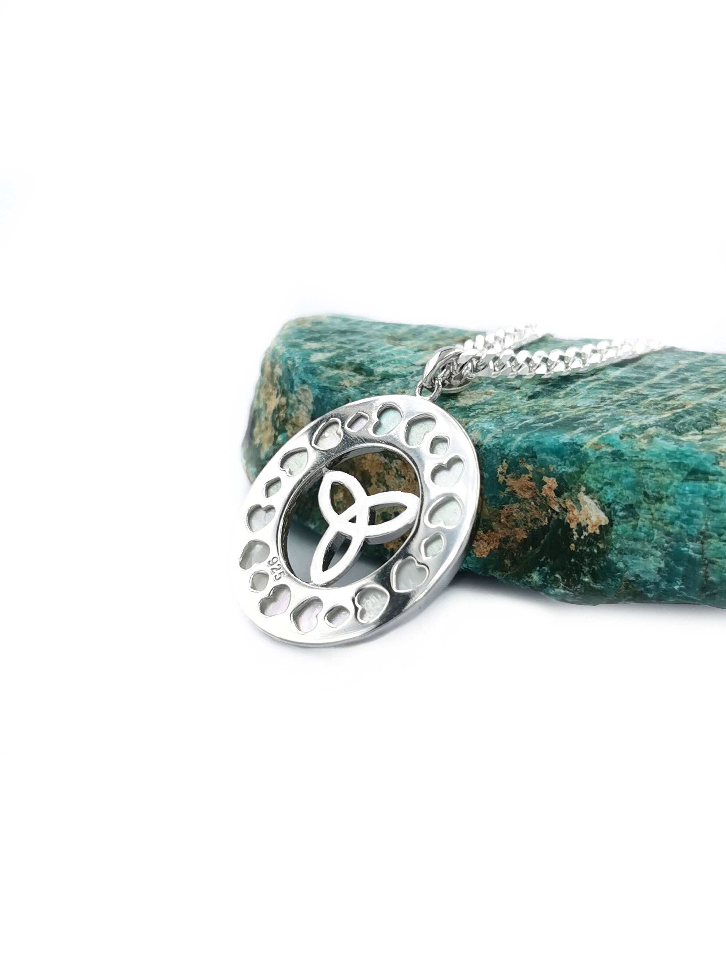 Womens Large Trinity Knot Necklace in Real Sterling Silver