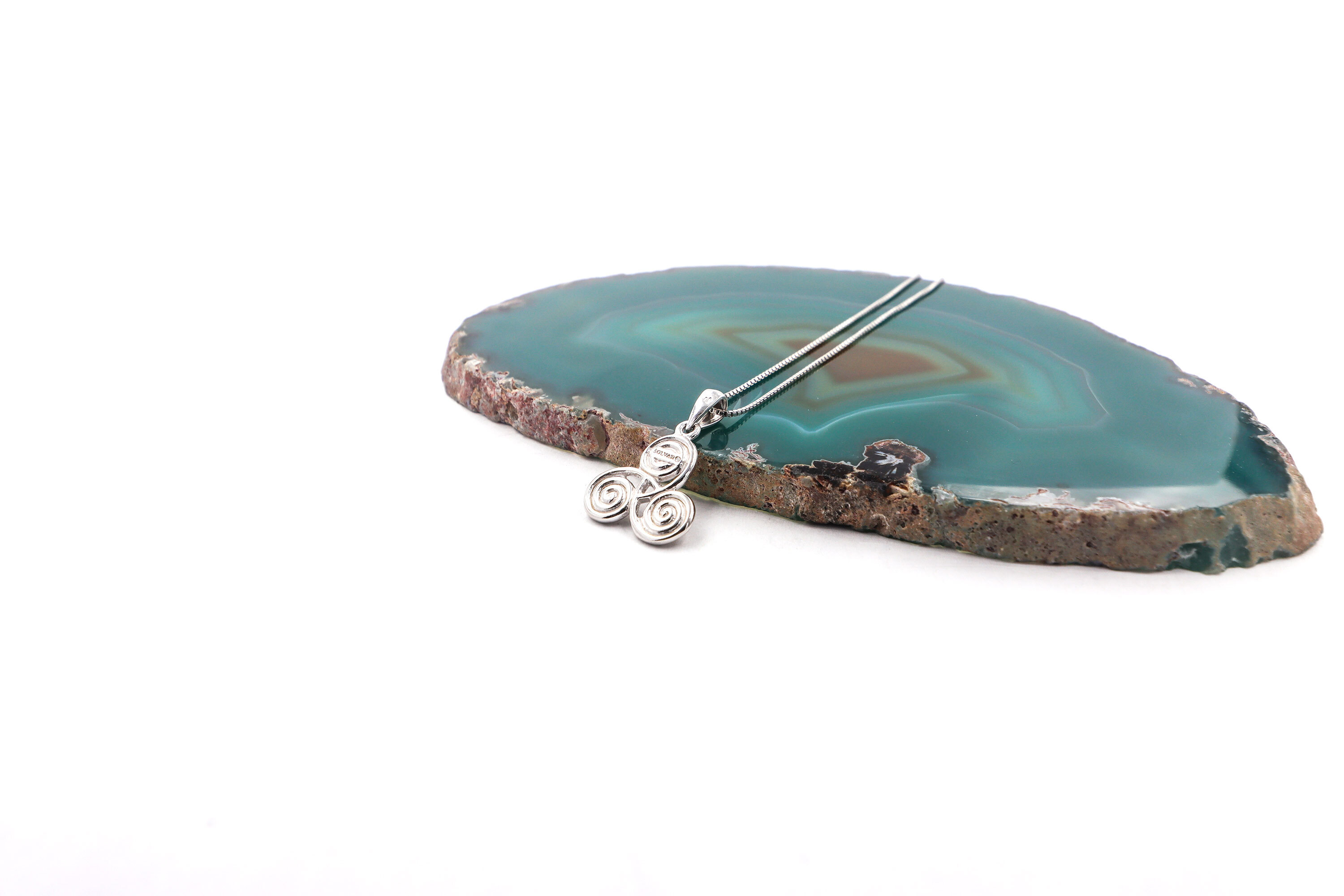 Womens Sterling Silver Triskele Necklace