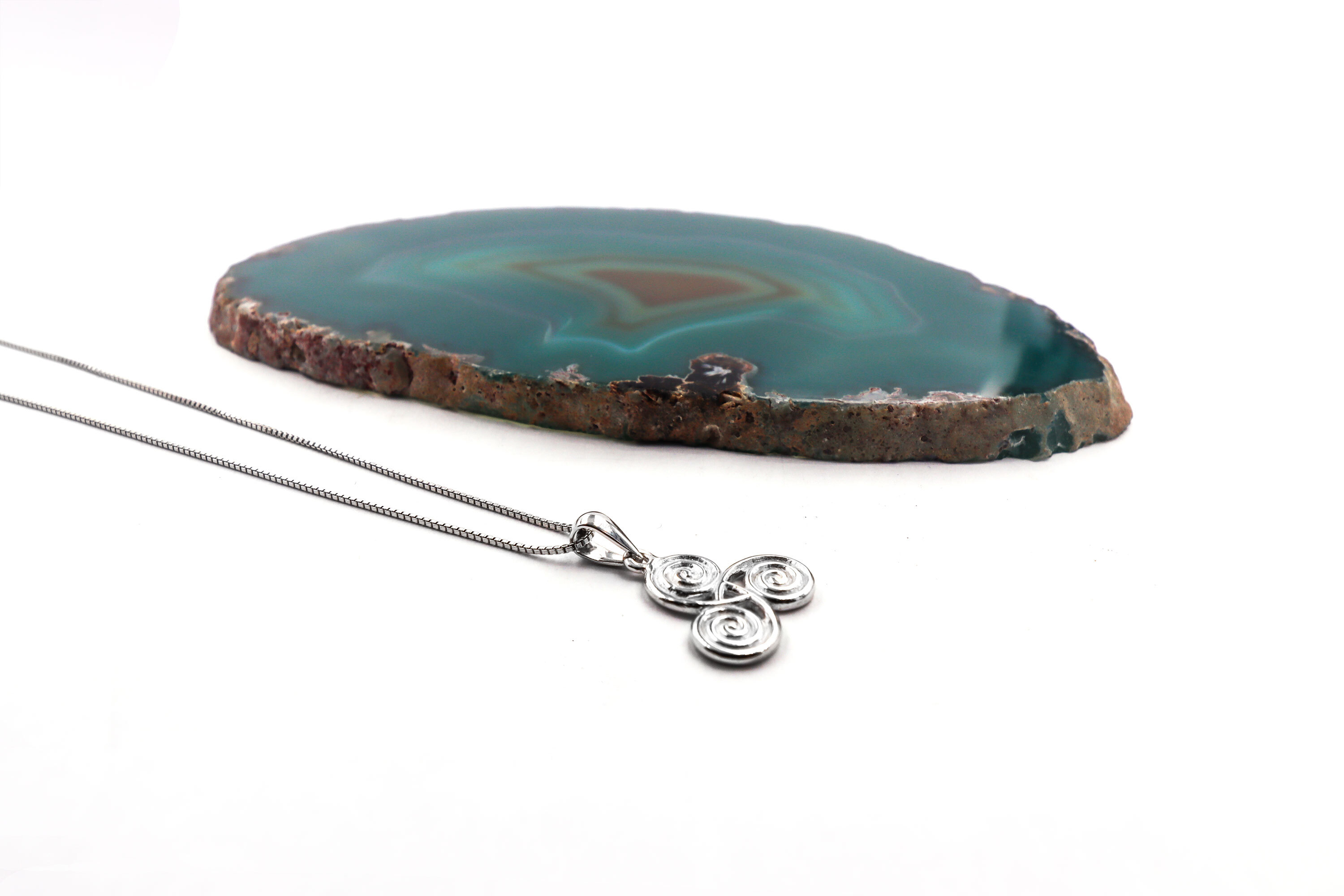 Womens Sterling Silver Triskele Necklace