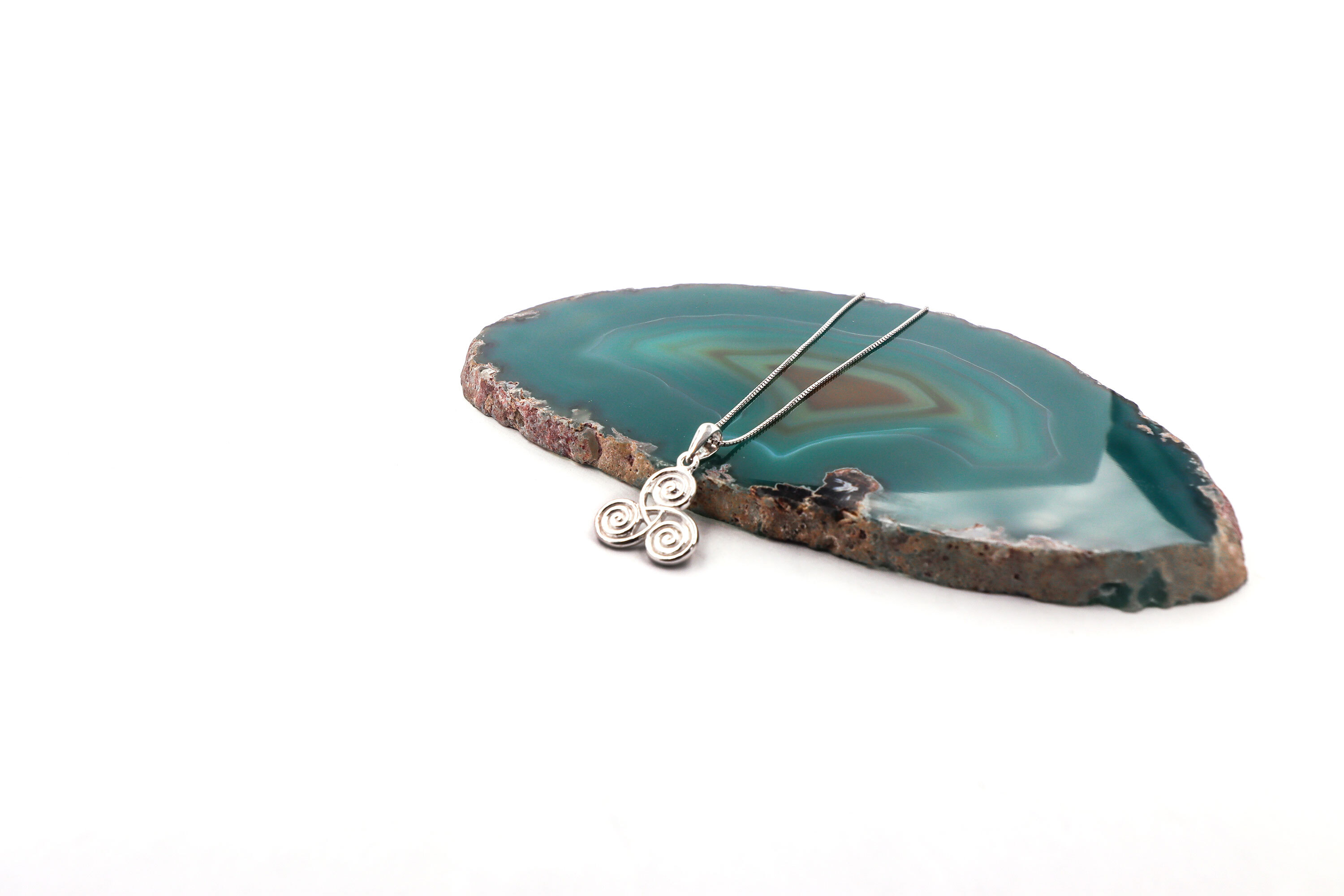 Womens Sterling Silver Triskele & Newgrange Necklace