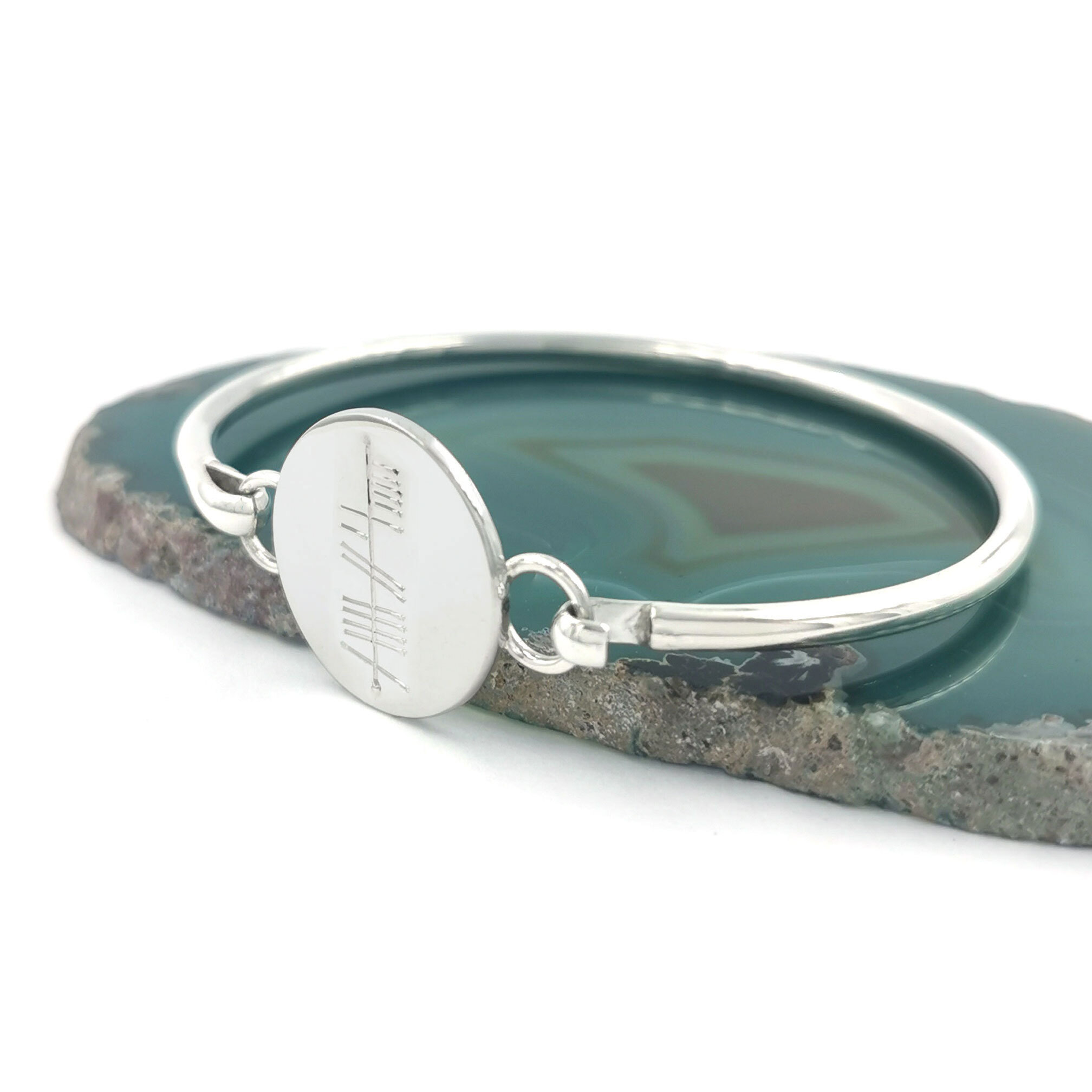 Sterling Silver Customized Ogham Name Bangle