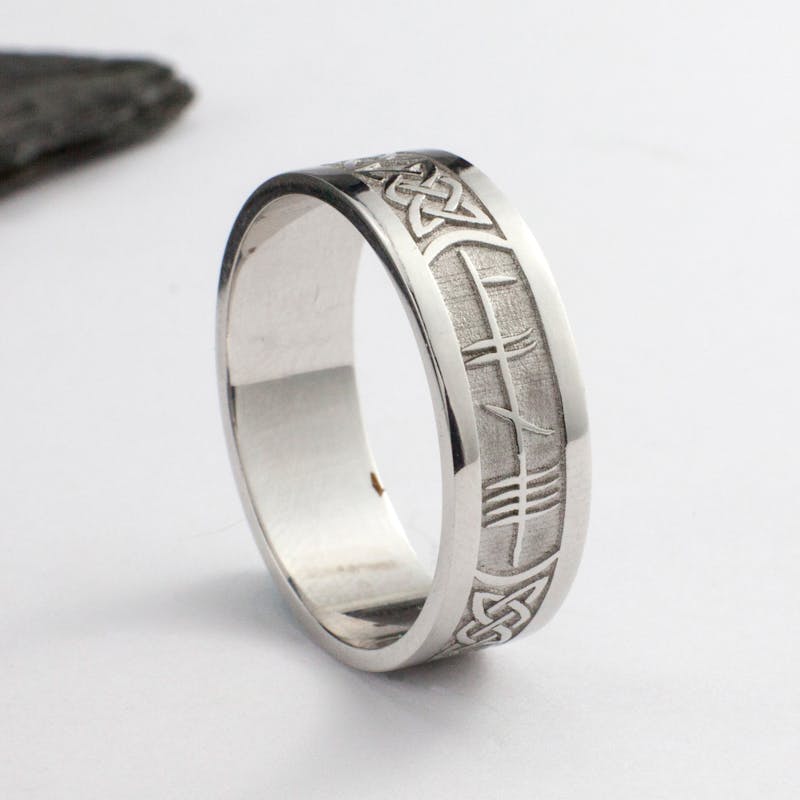 Personalized Ogham Lovers Knot Ring