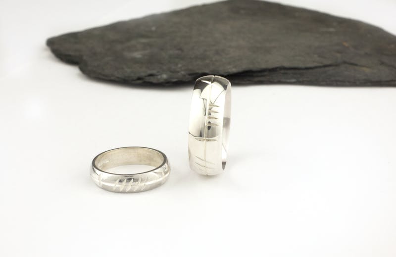 Mens Real Sterling Silver Ogham Customizable Wedding Ring