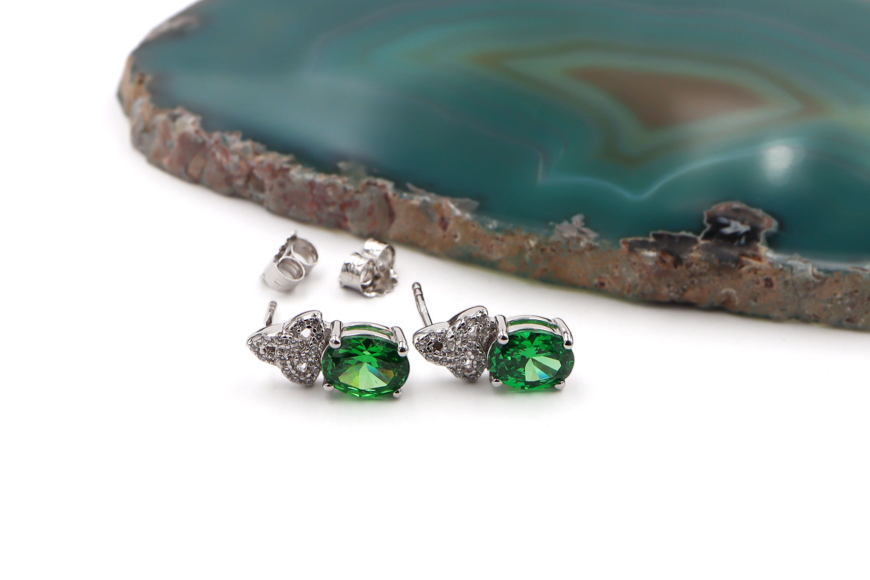 Womens Trinity Knot Earrings in Real Sterling Silver. Side View.