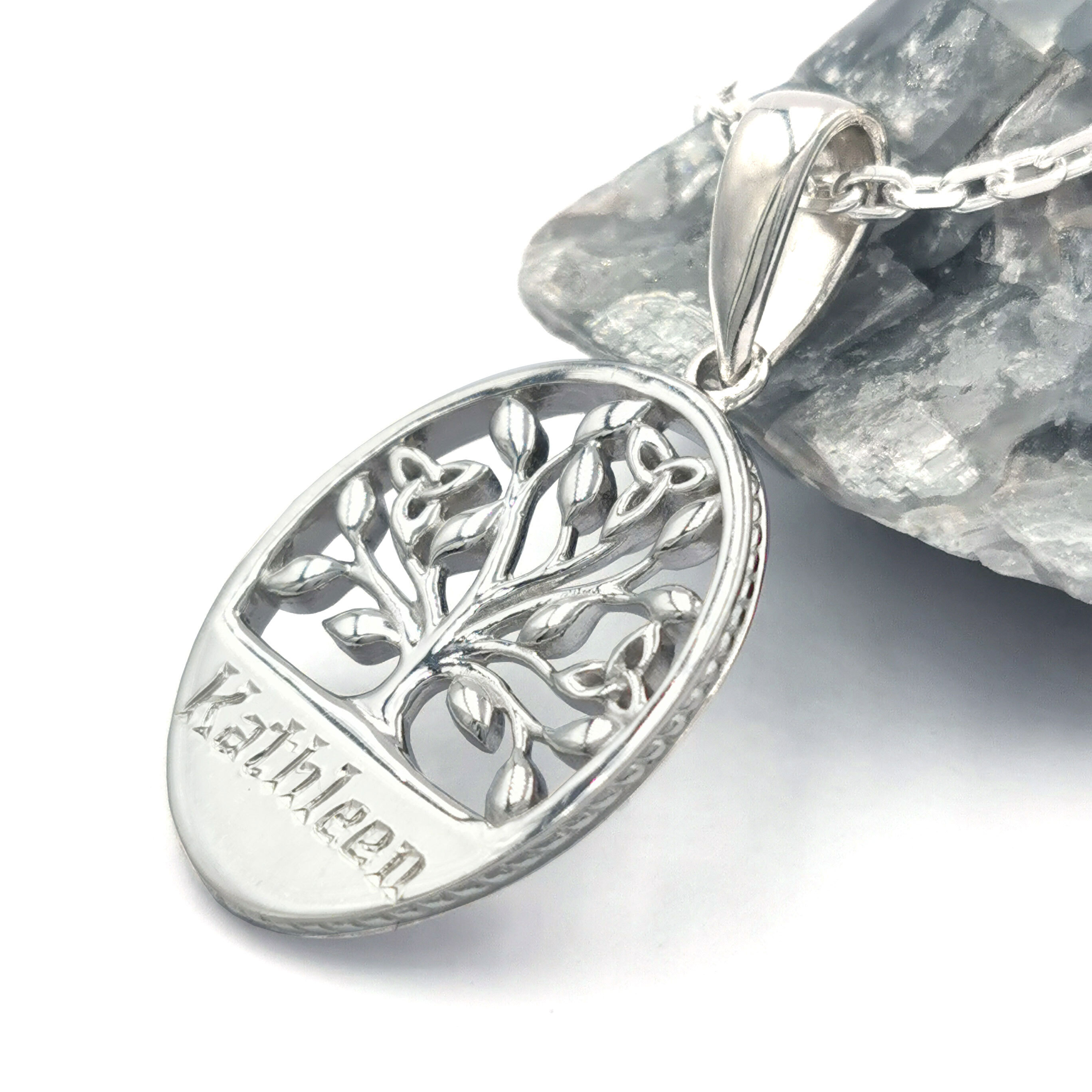 Irish Sterling Silver Tree of Life Necklace For Women With a Polished Finish