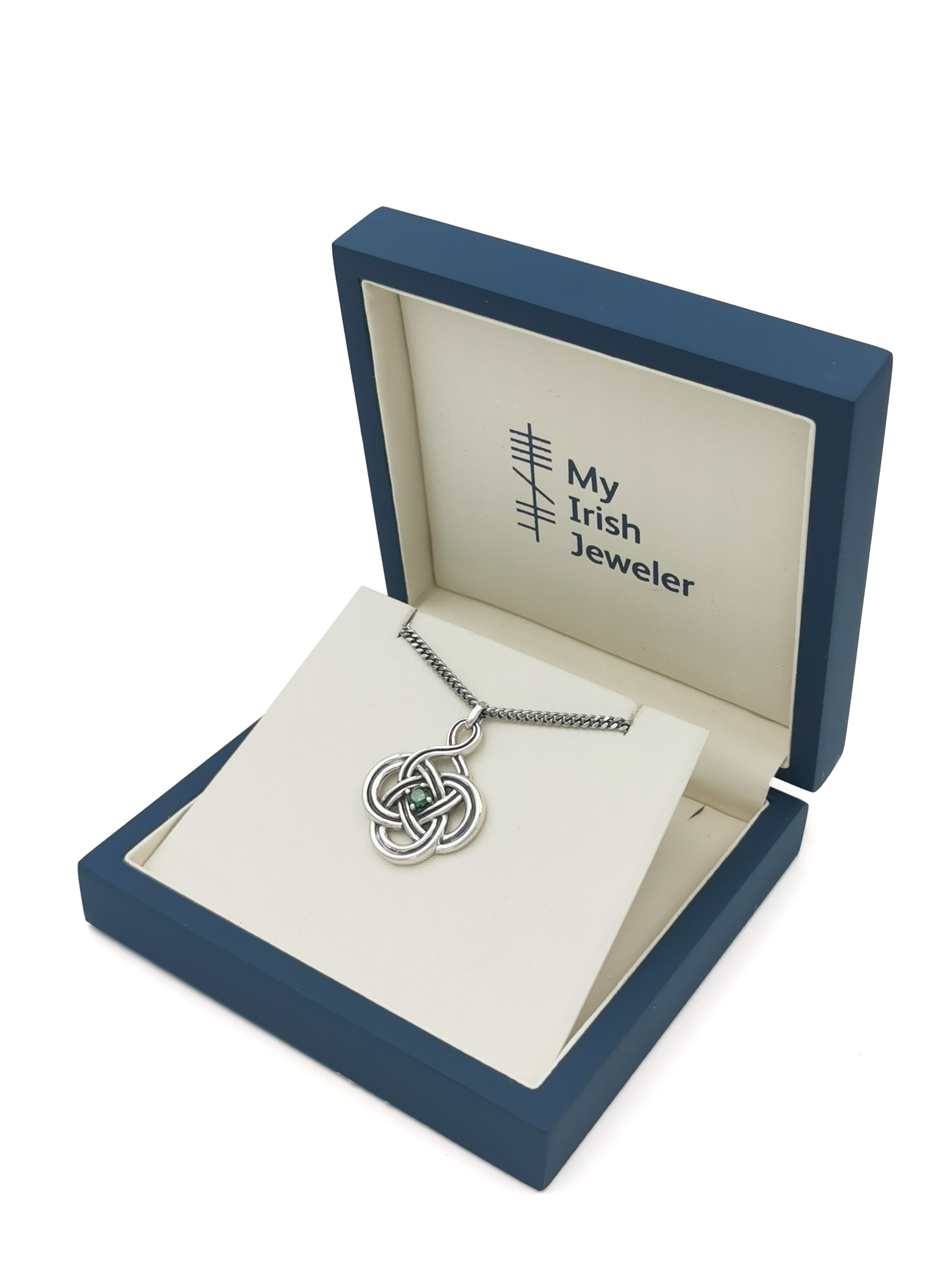 Womens Oxidized Celtic Knot Necklace in Real Sterling Silver. In Luxury Packaging.