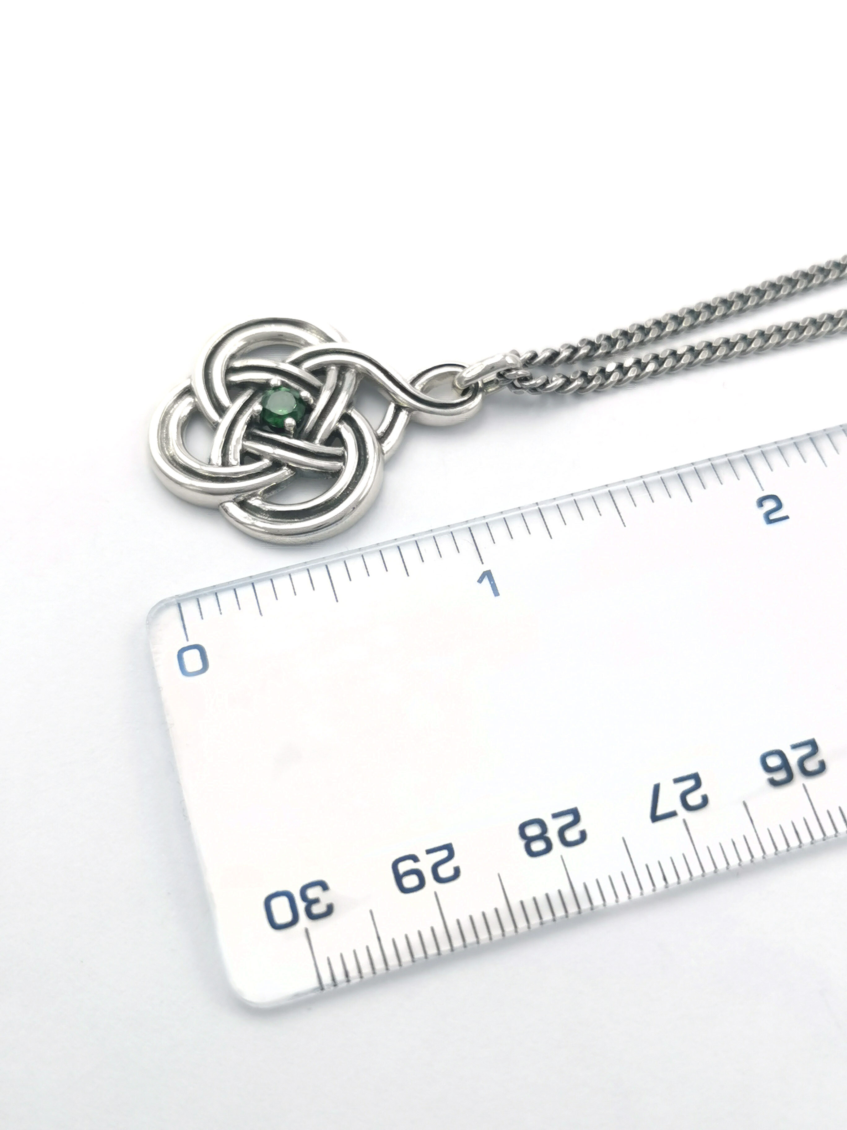 Womens Oxidized Sterling Silver Celtic Knot Necklace. Picture For Scale.