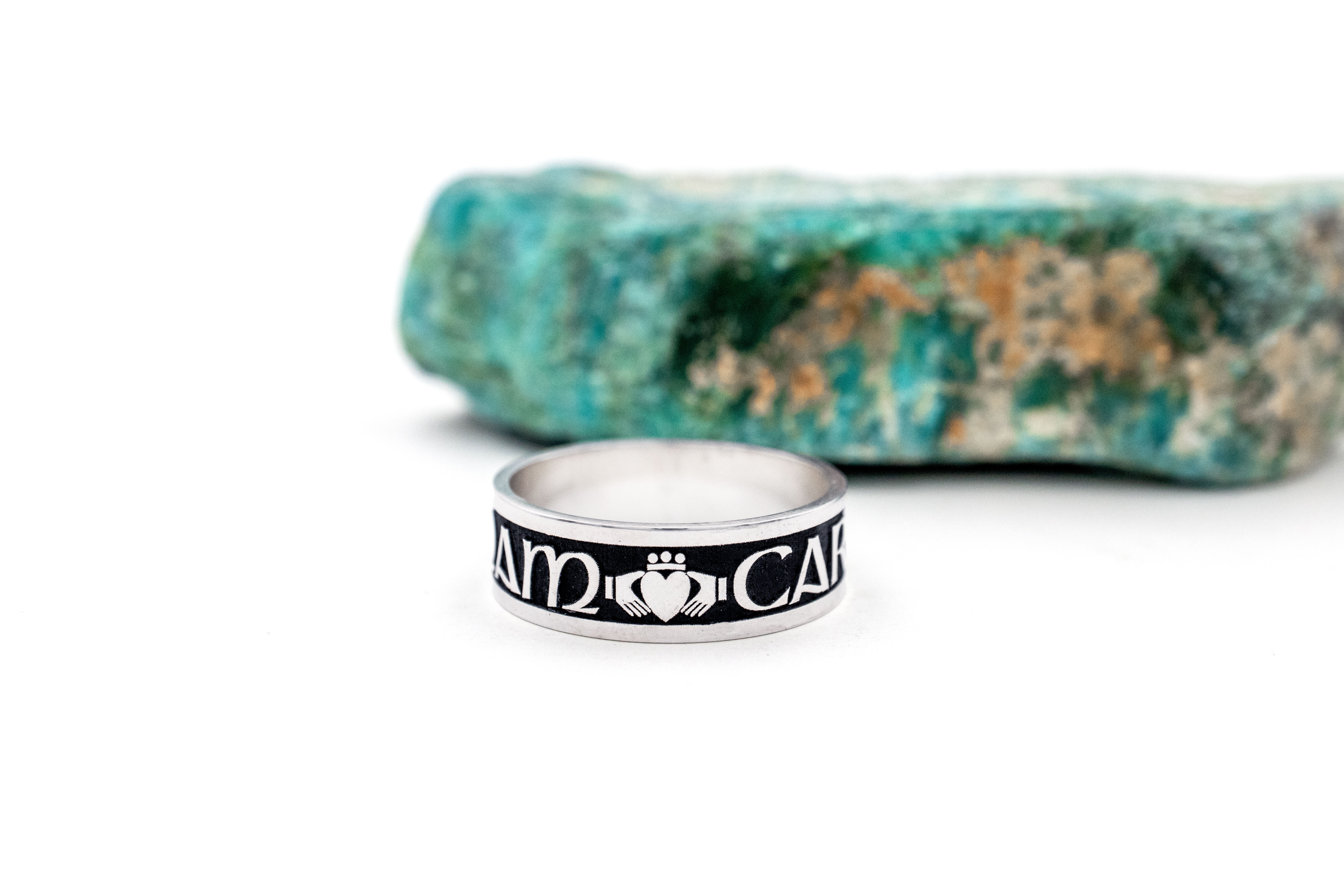 Striking Oxidised Sterling Silver Mo Anam Cara 7.0mm Ring