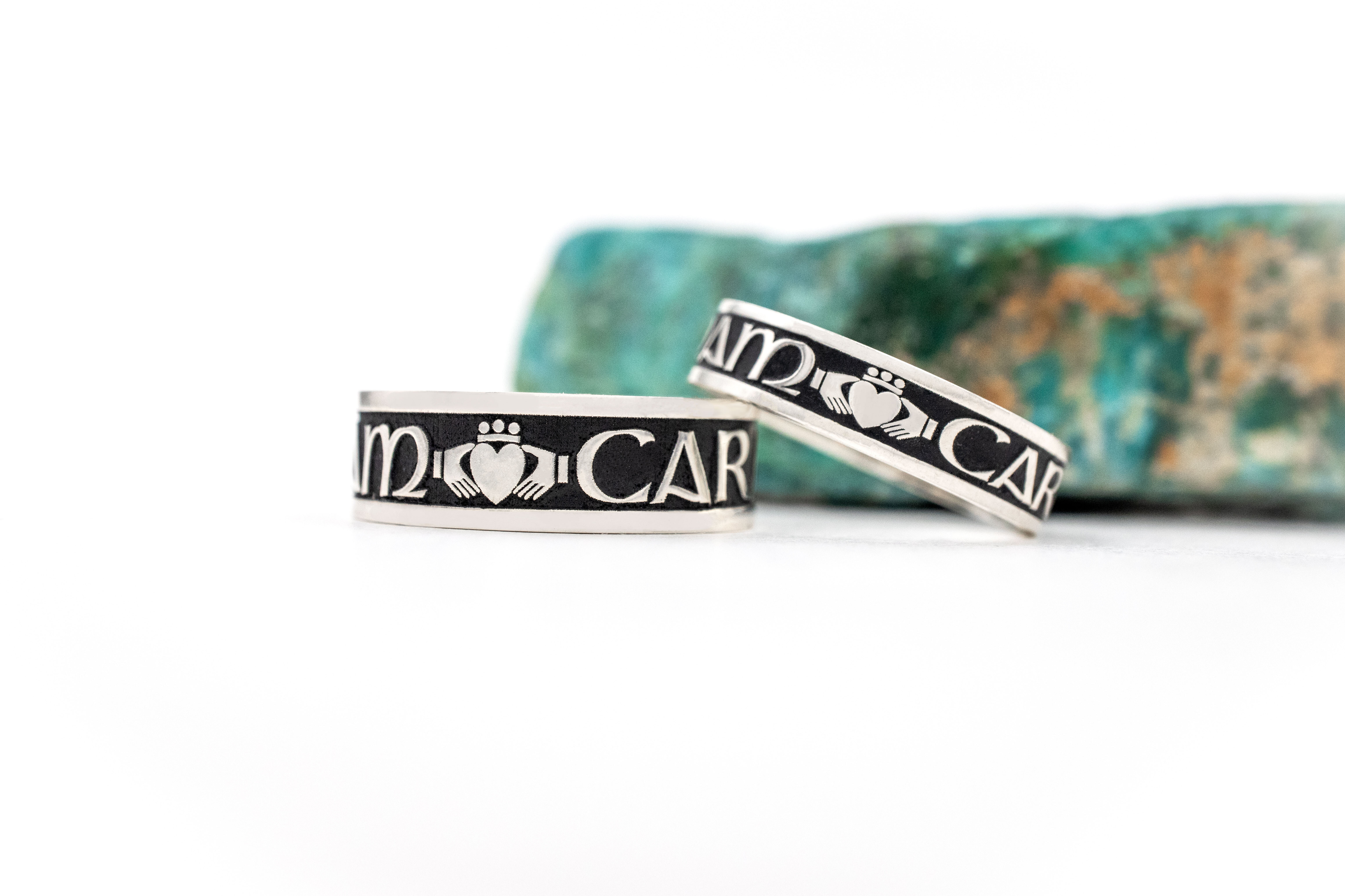 Real Oxidised Sterling Silver Mo Anam Cara & Gaelic 5.0mm Ring