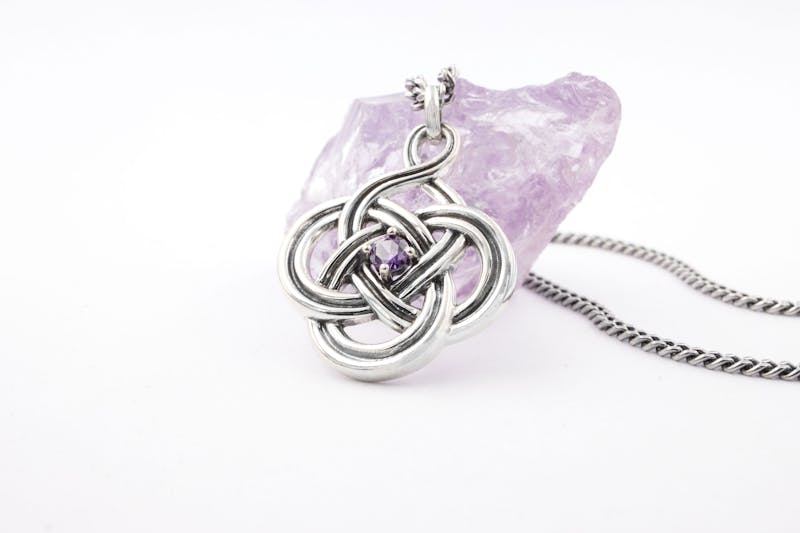 Womens Oxidized Celtic Knot Necklace in Real Sterling Silver