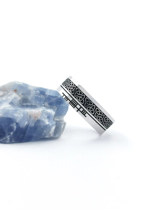 Attractive Sterling Silver Ogham Ring With a Oxidized Finish