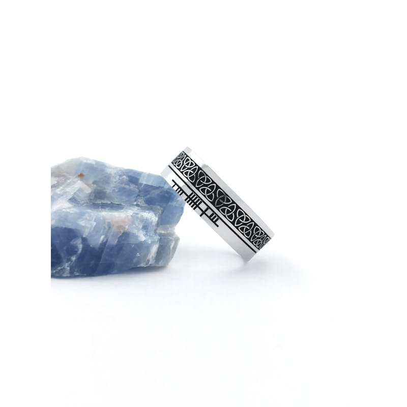 Attractive Sterling Silver Ogham Ring With a Oxidized Finish