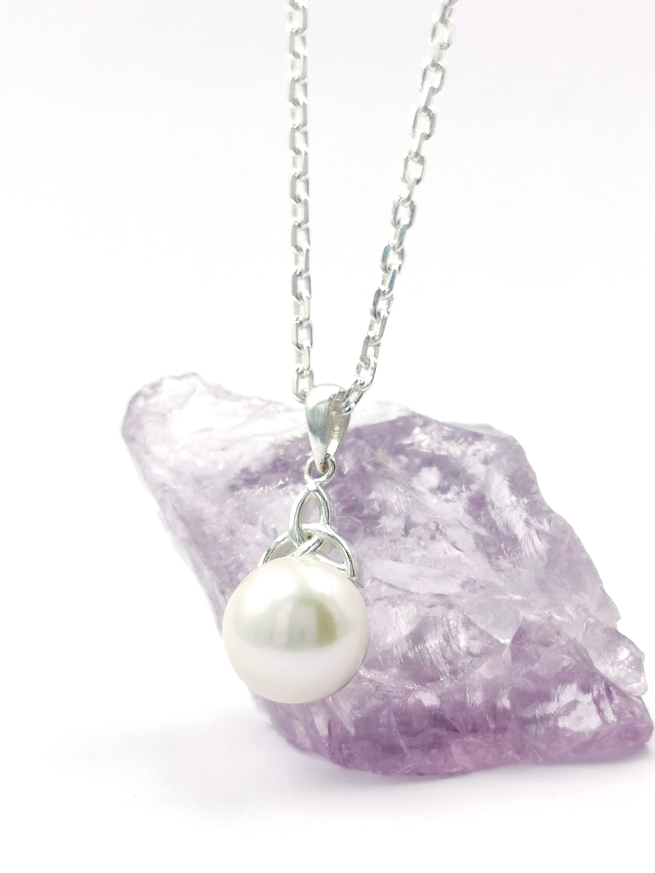 Sterling Silver Pearl Trinity Knot Pendant, Made in Ireland