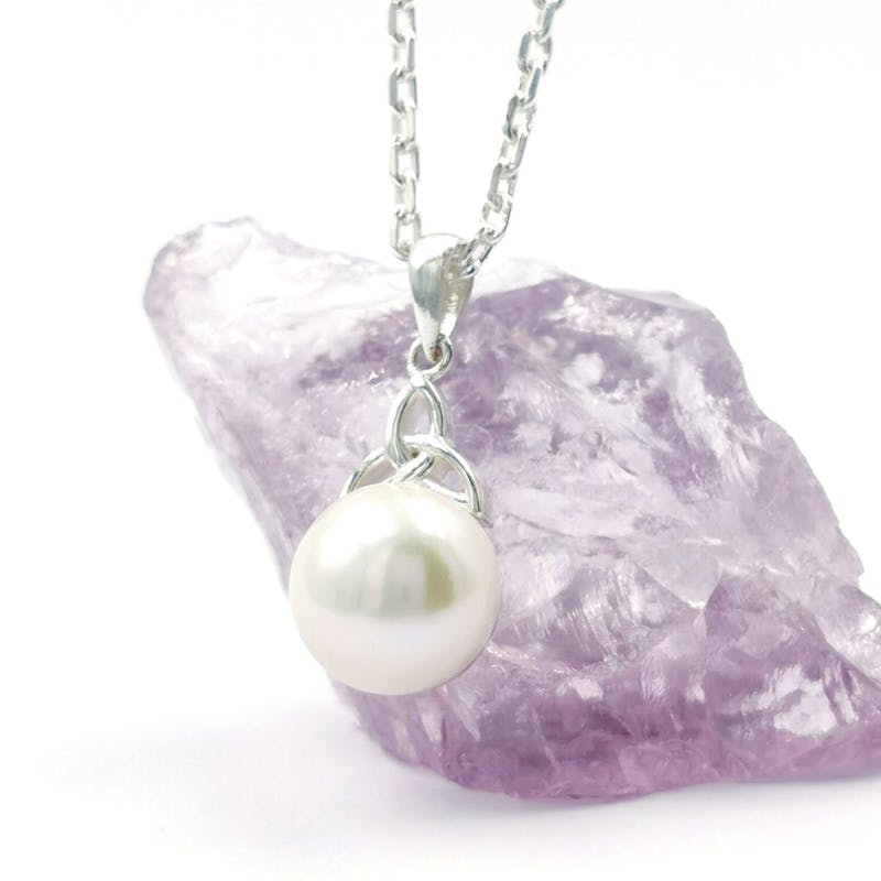 Sterling Silver Pearl Trinity Knot Pendant