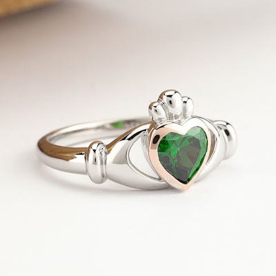 Sterling Silver & 10k Irish Rose Gold Claddagh Ring