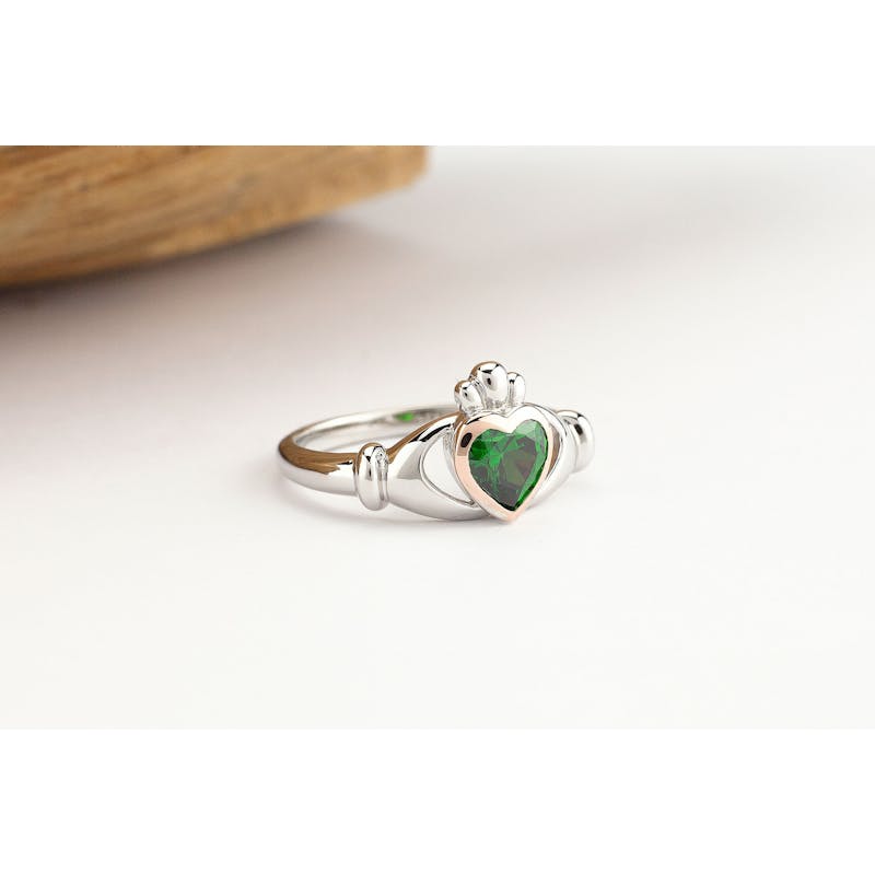Womens Irish Sterling Silver & Rose Gold Claddagh Gift Set
