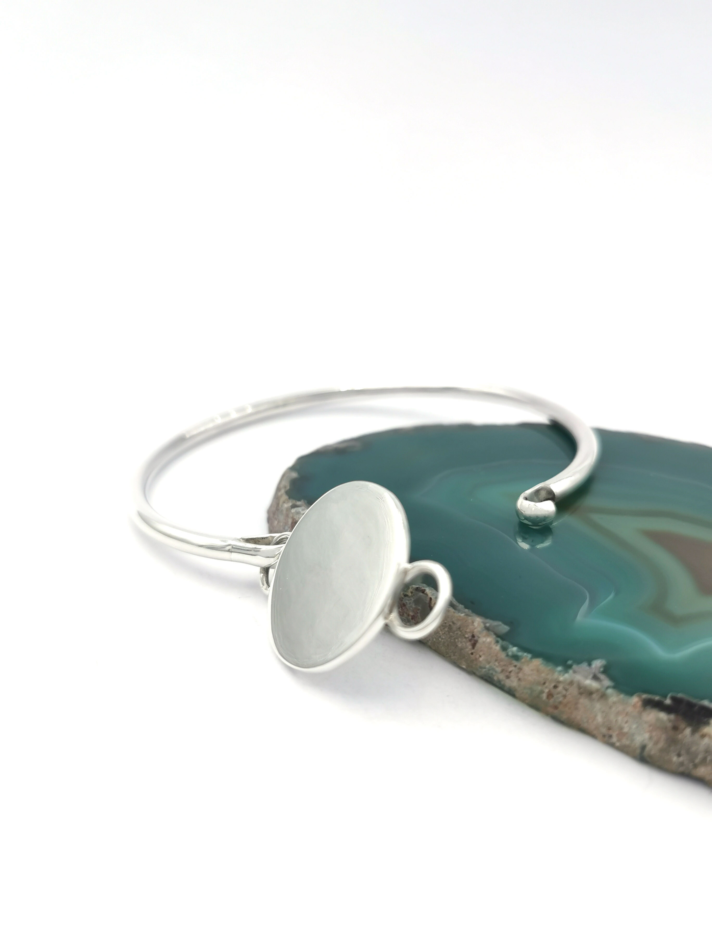 Womens Polished Ogham Customizable Bracelet in Real Sterling Silver. Photographed Open.