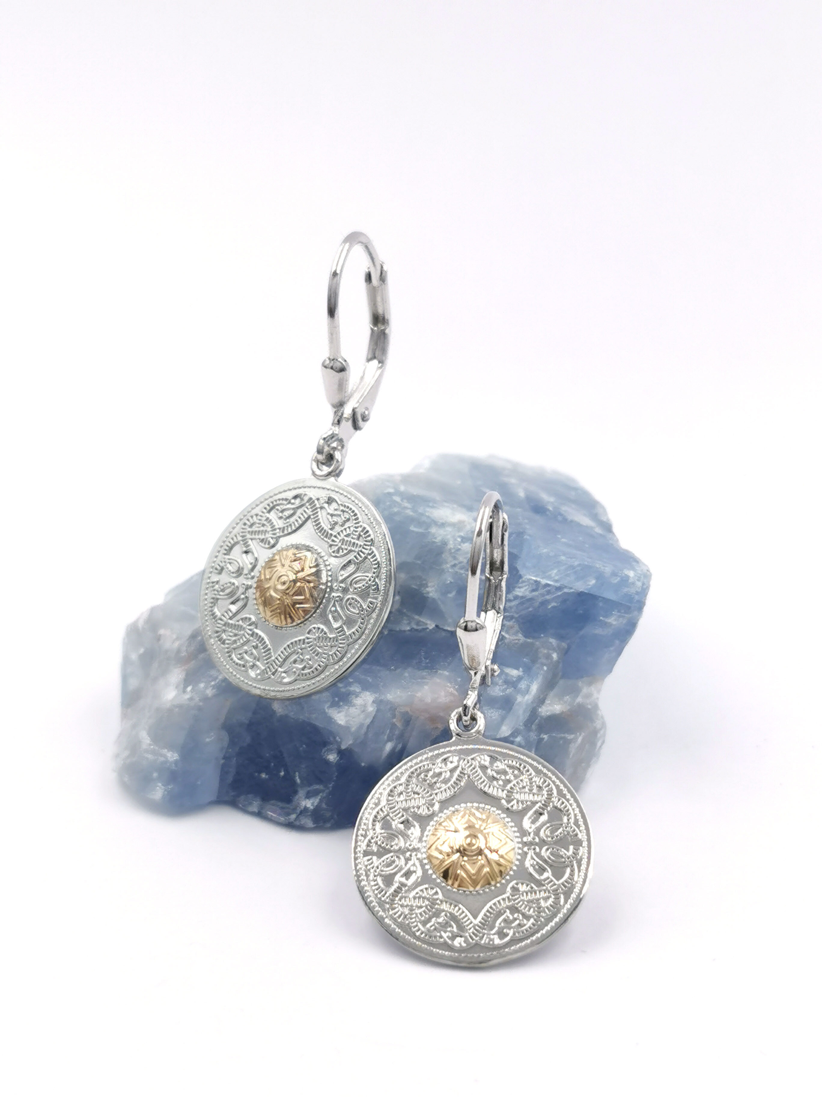 Womens Polished Celtic Warrior Gift Set in Real Sterling Silver & 18K Yellow Gold