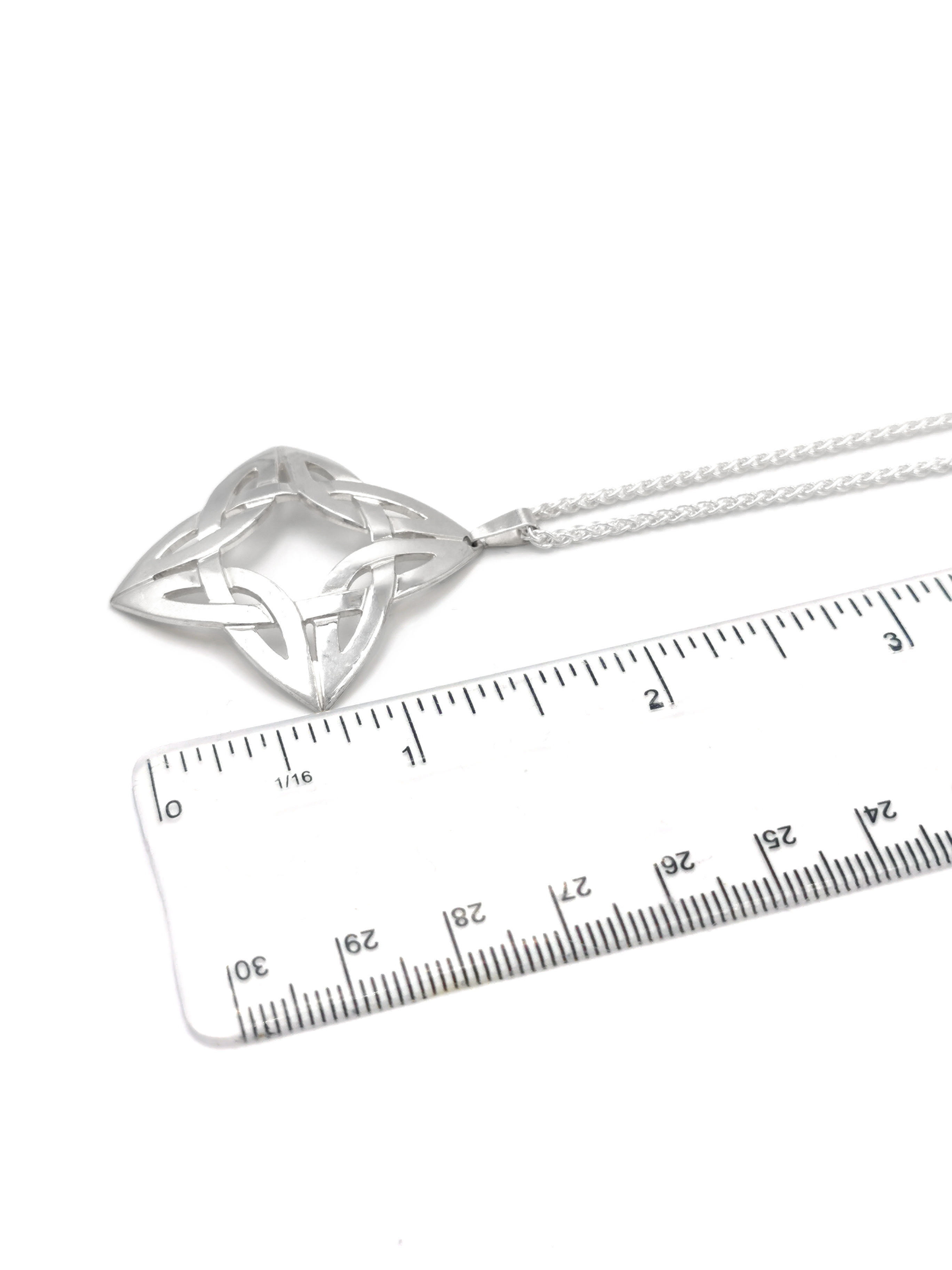 Irish Sterling Silver Celtic Knot Necklace For Women. Picture For Scale.