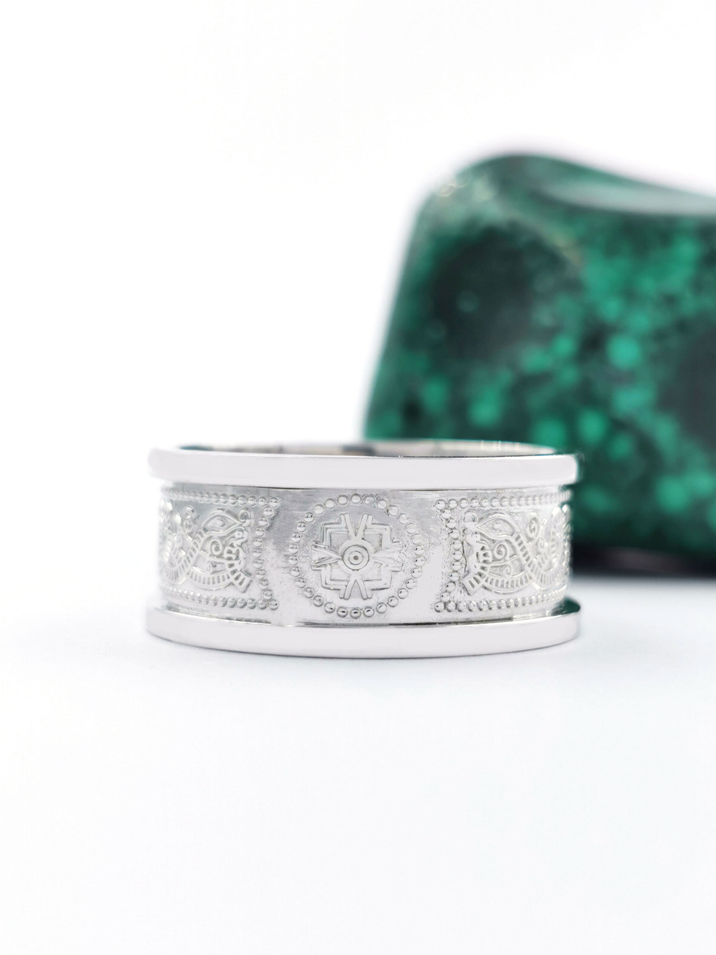 Ardagh Chalice & Celtic Knot Wedding Ring in Sterling Silver With a Polished Finish