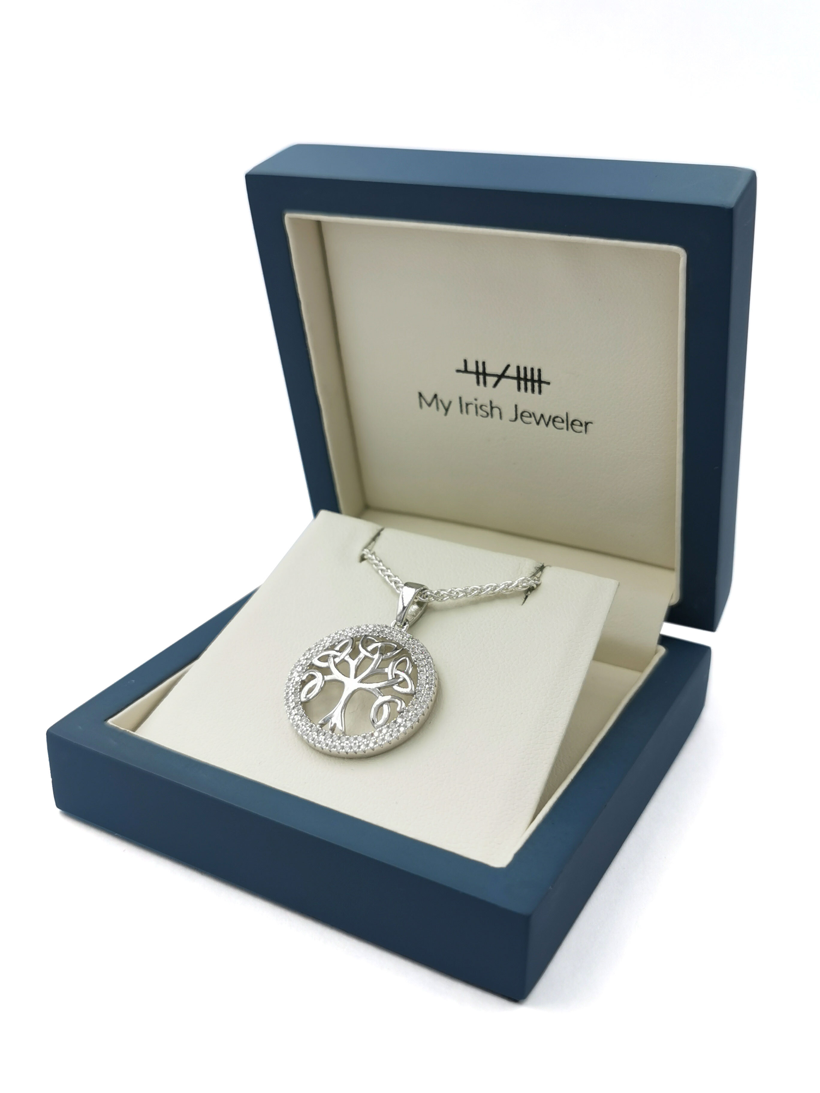 Irish Sterling Silver Tree of Life Necklace For Women. In Luxury Packaging.