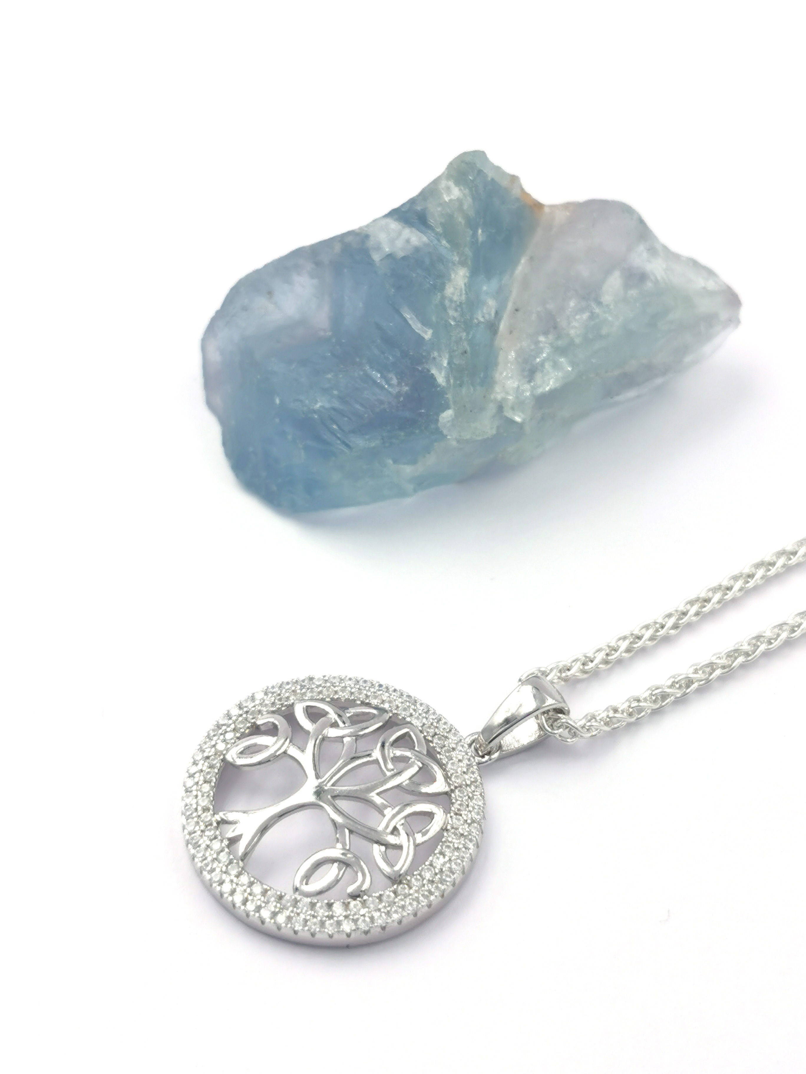 Striking Sterling Silver Tree of Life Necklace For Women. Pictured Flat.