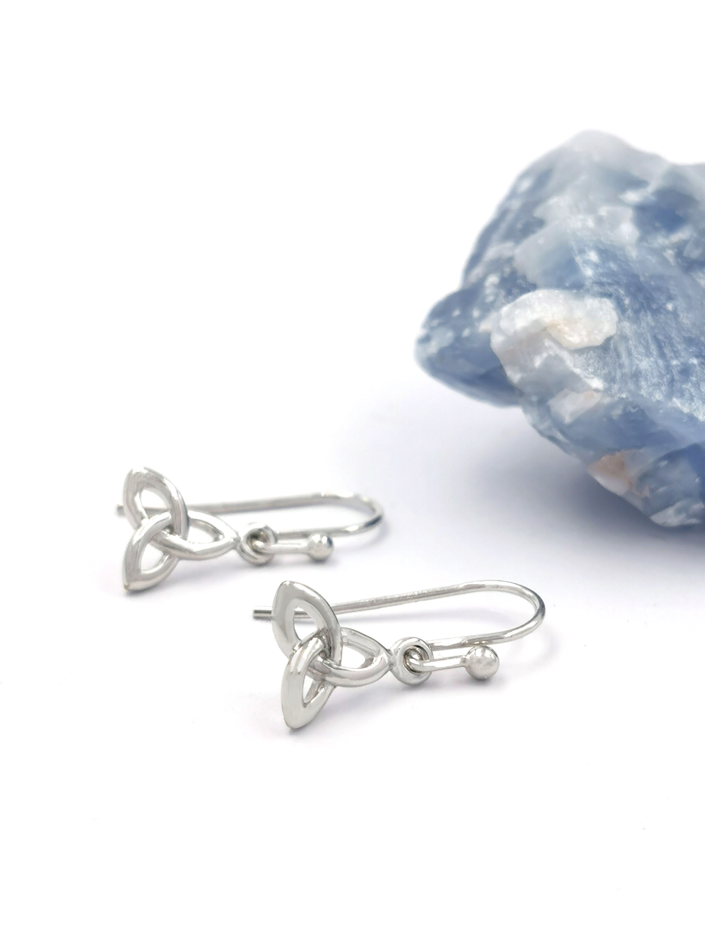 Womens Attractive Sterling Silver Trinity Knot Earrings