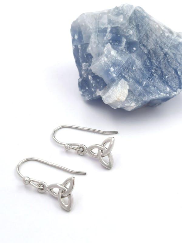 Womens Real Sterling Silver Trinity Knot Earrings